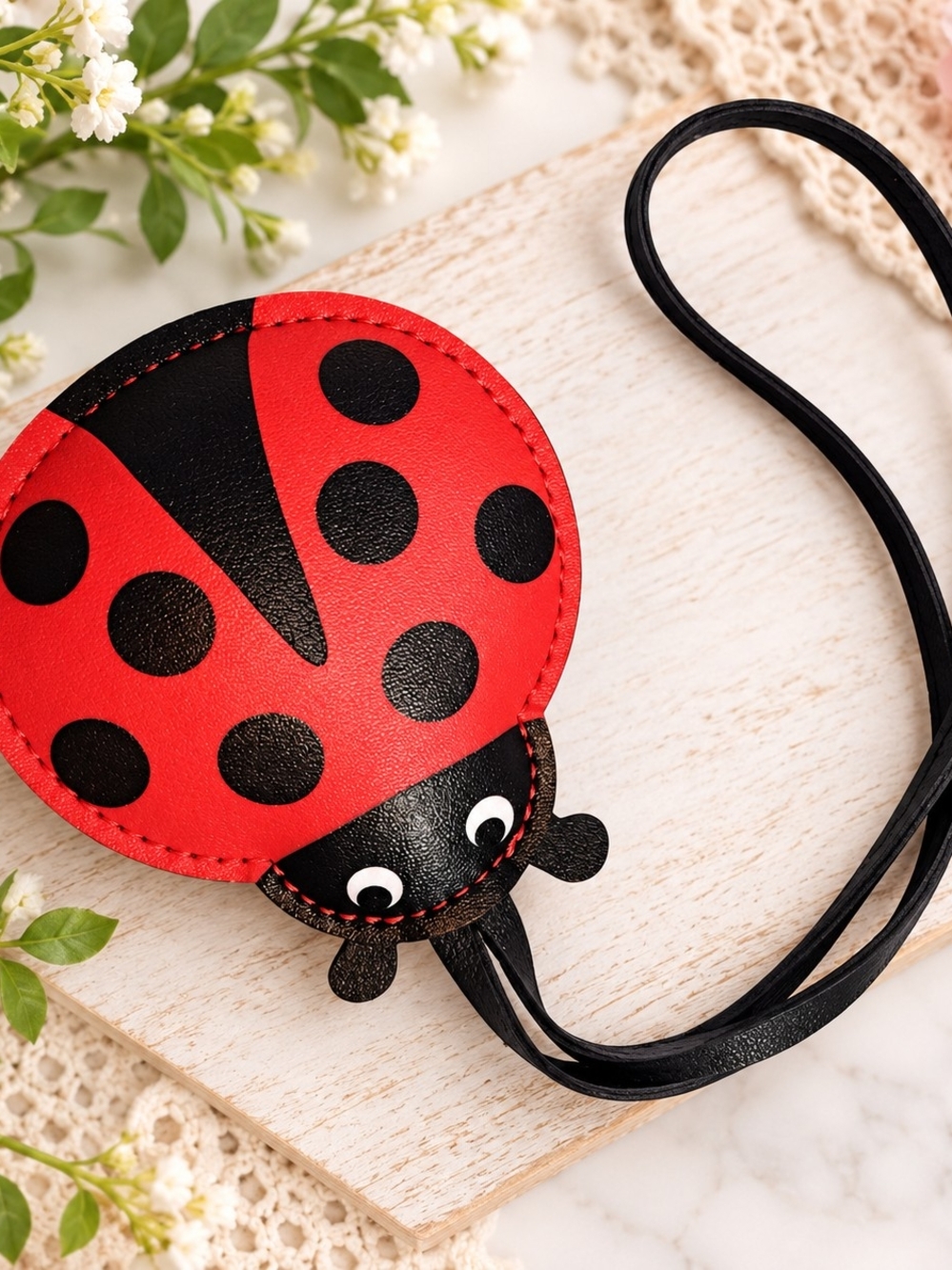 Brand New Ladybug Faux Leather Purse Bag Charm